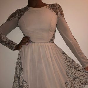 Knee length lace sleeve dress